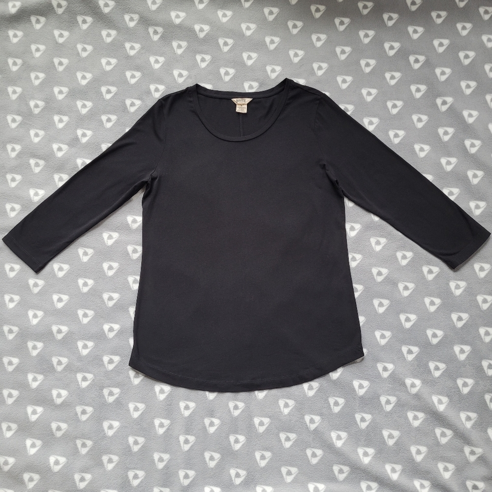Duluth Trading Women's Sz M Black Long 2/3 Sleeve Cotton T Shirt